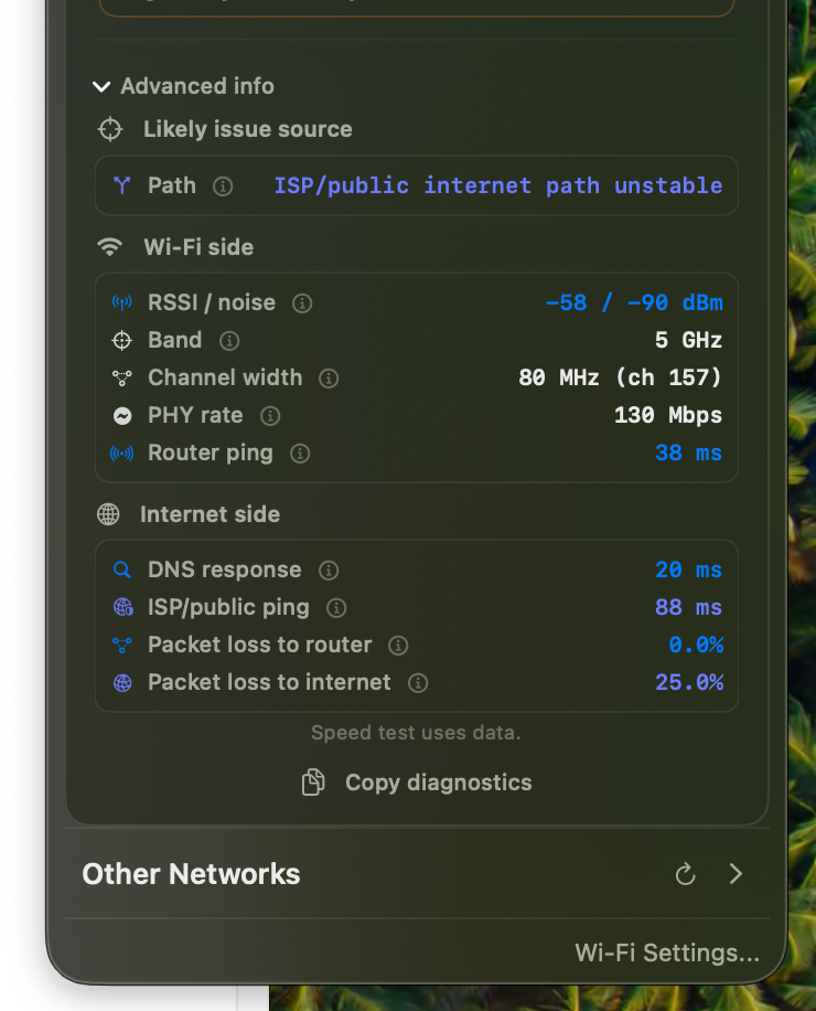 MacWiFi advanced info screenshot
